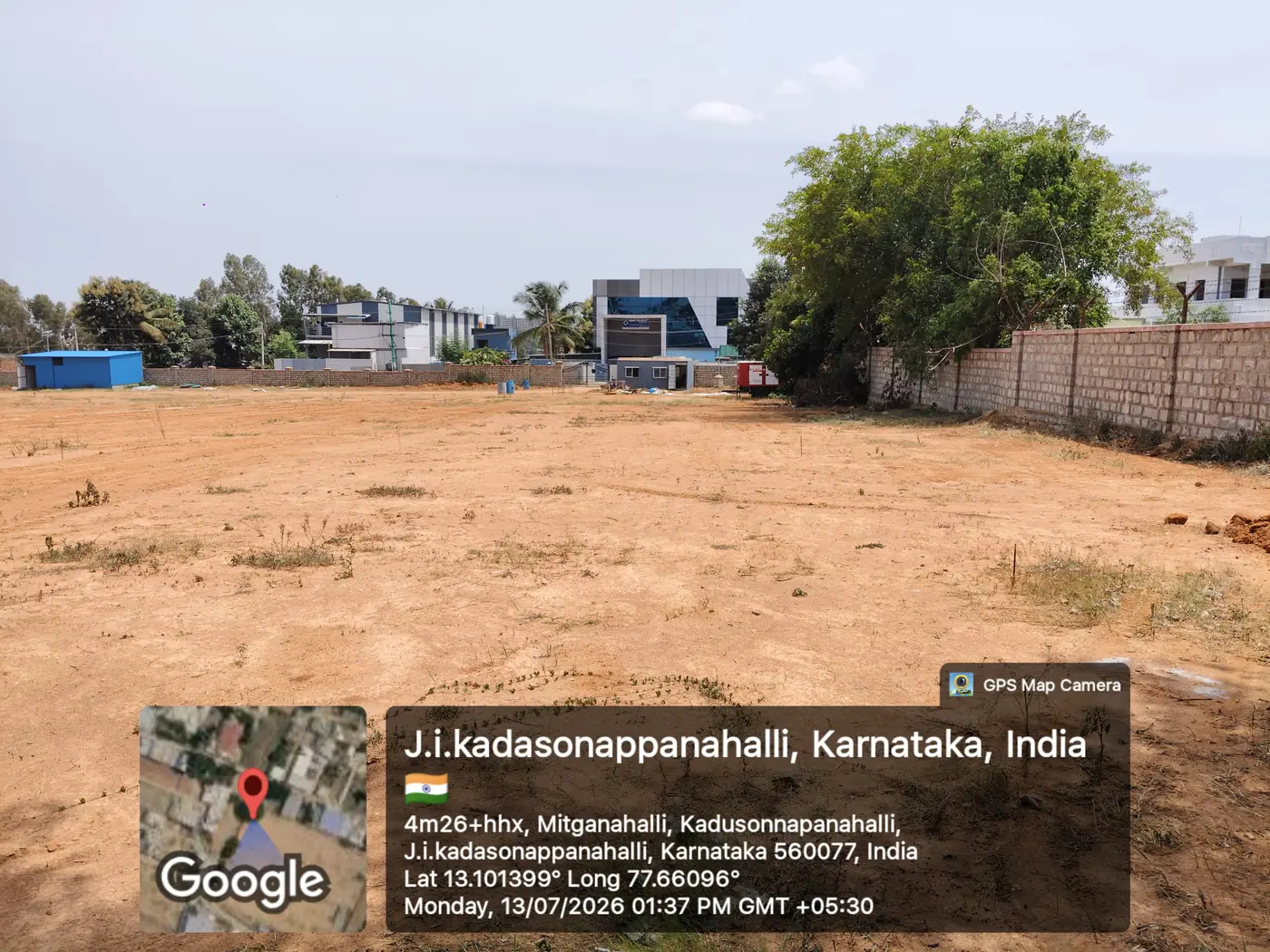 Cleared and compacted ground at HPR Shades of Green ready for foundation work, Bidarahalli Hobli, Bengaluru East