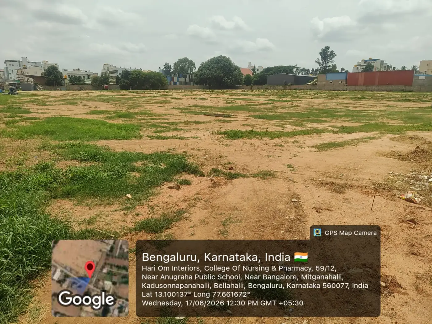 Levelled 4.50-acre land at HPR Shades of Green with perimeter wall and neighbouring residences, Kadusoppanahalli, Bengaluru