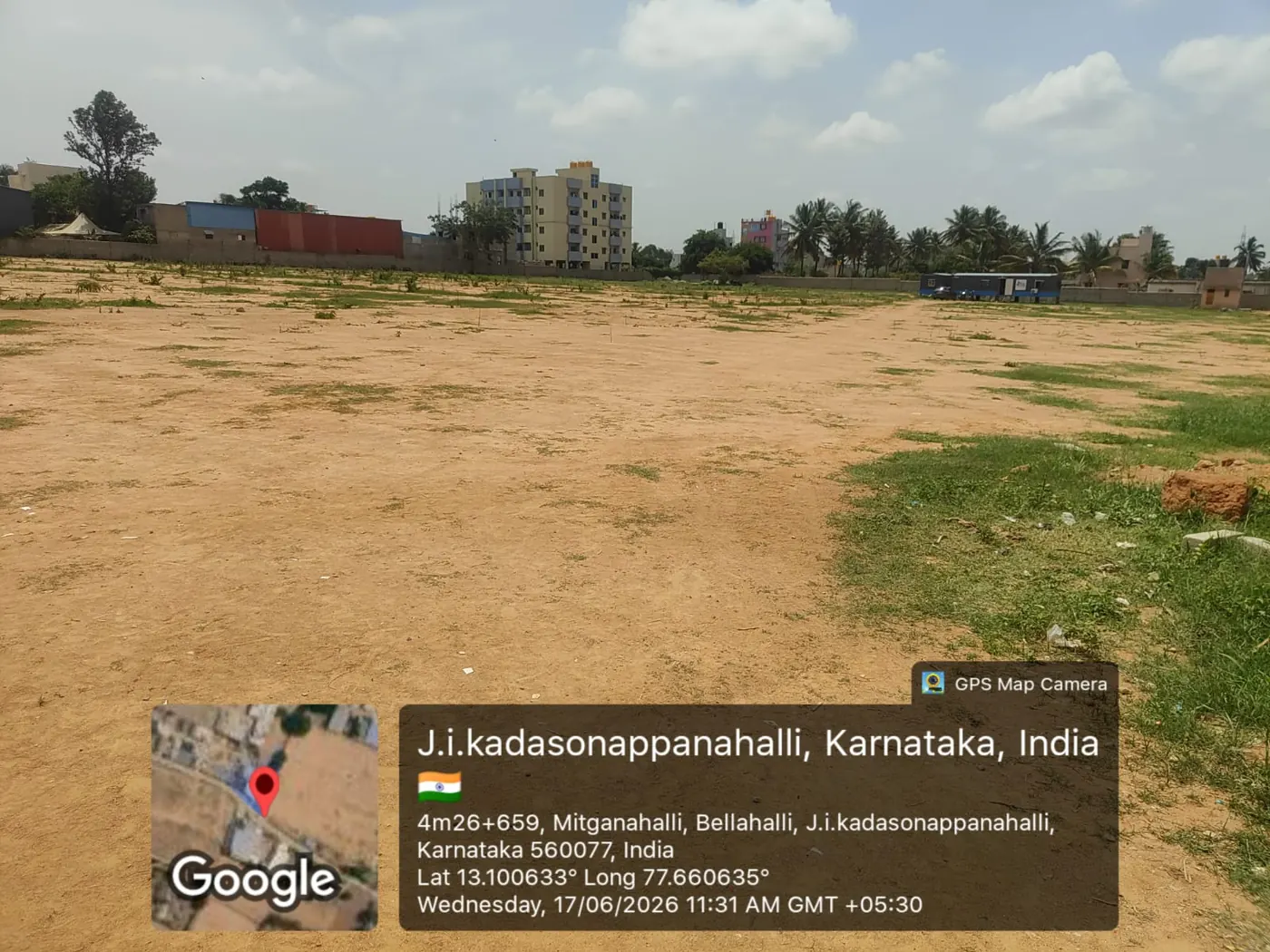 Graded ground and site office cabin at HPR Shades of Green villa project, Kannuru - Bagaluru Road, North Bangalore